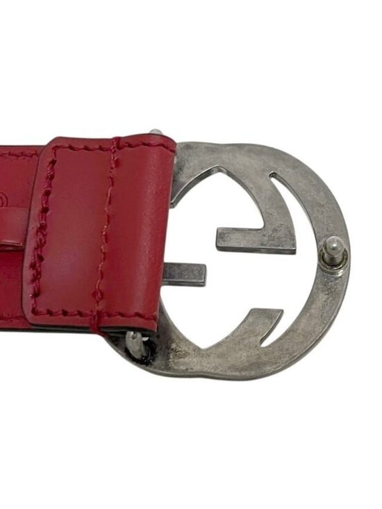 Gucci Belt Red Interlocking Waist 100 35 Leather Metal GG Logo Buckle main image 4